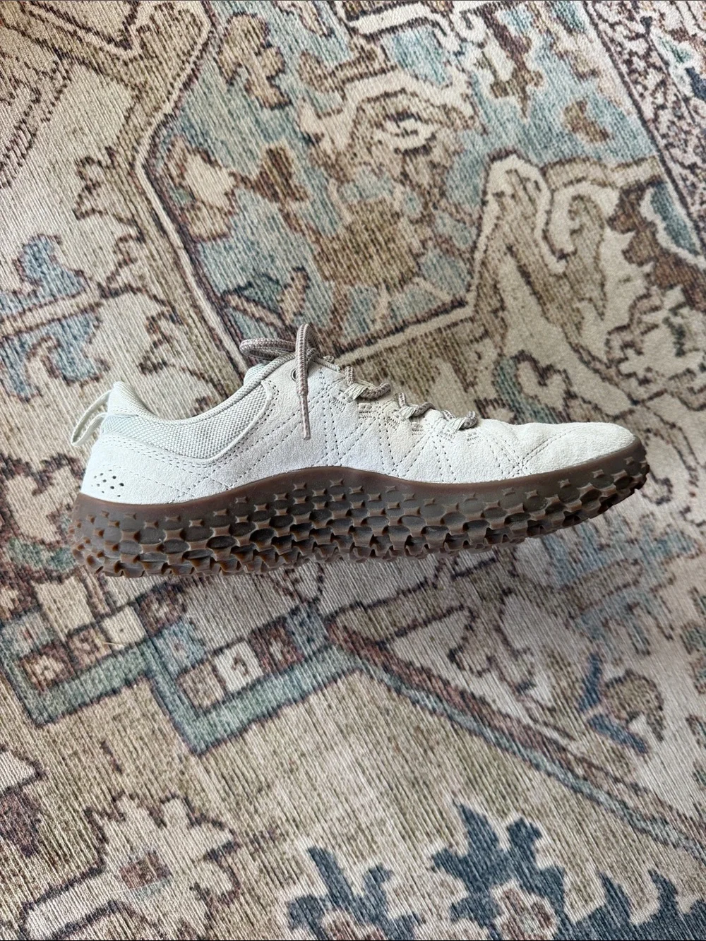 Merrell Women's Light Gray Suede Lace-Up Sneakers with Pink Accent